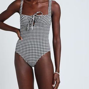 Solid & Striped Black and White Gingham One Piece Swim Suit Size XS